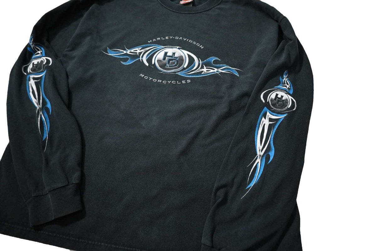 画像2: 00s Used Harley-Davidson L/S Print Tee made in USA (2)