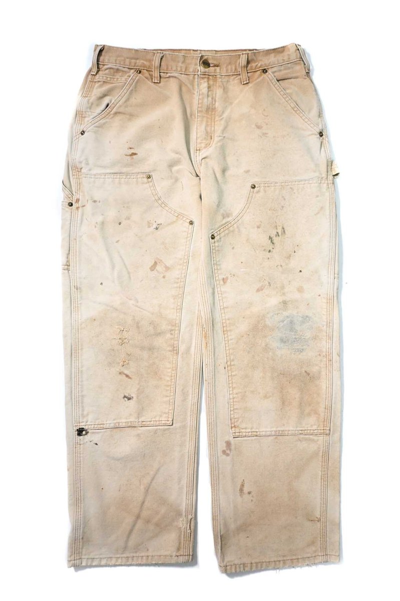 画像1: 16' Used Carhartt Duck Double Knee Carpenter Pants Brown カーハート (1)