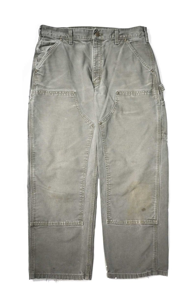 画像1: 12' Used Carhartt Duck Double Knee Carpenter Pants Moss カーハート (1)