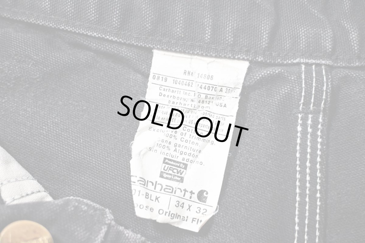 画像8: 19' Used Carhartt Duck Double Knee Carpenter Pants Black made in USA カーハート (8)