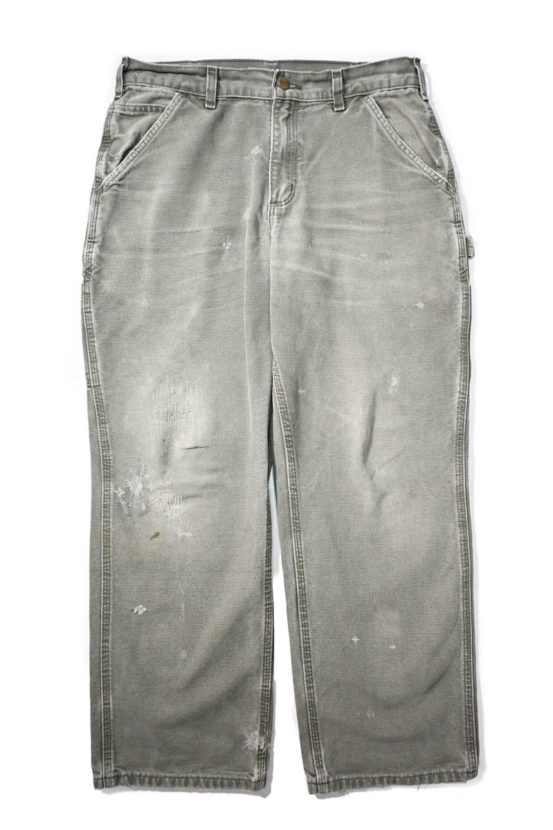 画像1: 19' Used Carhartt Duck Carpenter Pants Moss カーハート (1)