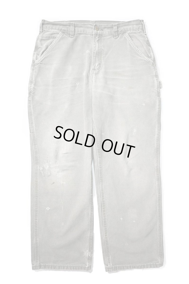 画像1: 19' Used Carhartt Duck Carpenter Pants Moss カーハート (1)