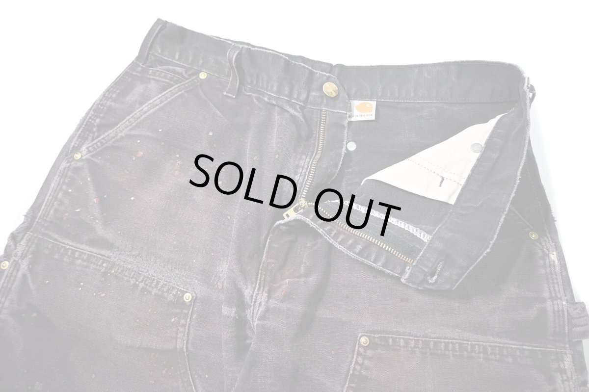 画像6: 19' Used Carhartt Duck Double Knee Carpenter Pants Black made in USA カーハート (6)