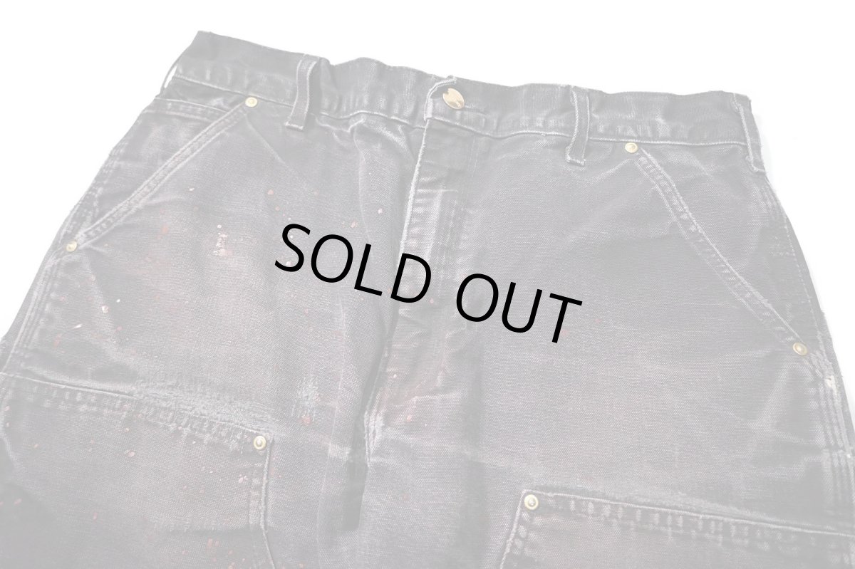 画像2: 19' Used Carhartt Duck Double Knee Carpenter Pants Black made in USA カーハート (2)