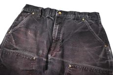画像2: 19' Used Carhartt Duck Double Knee Carpenter Pants Black made in USA カーハート (2)