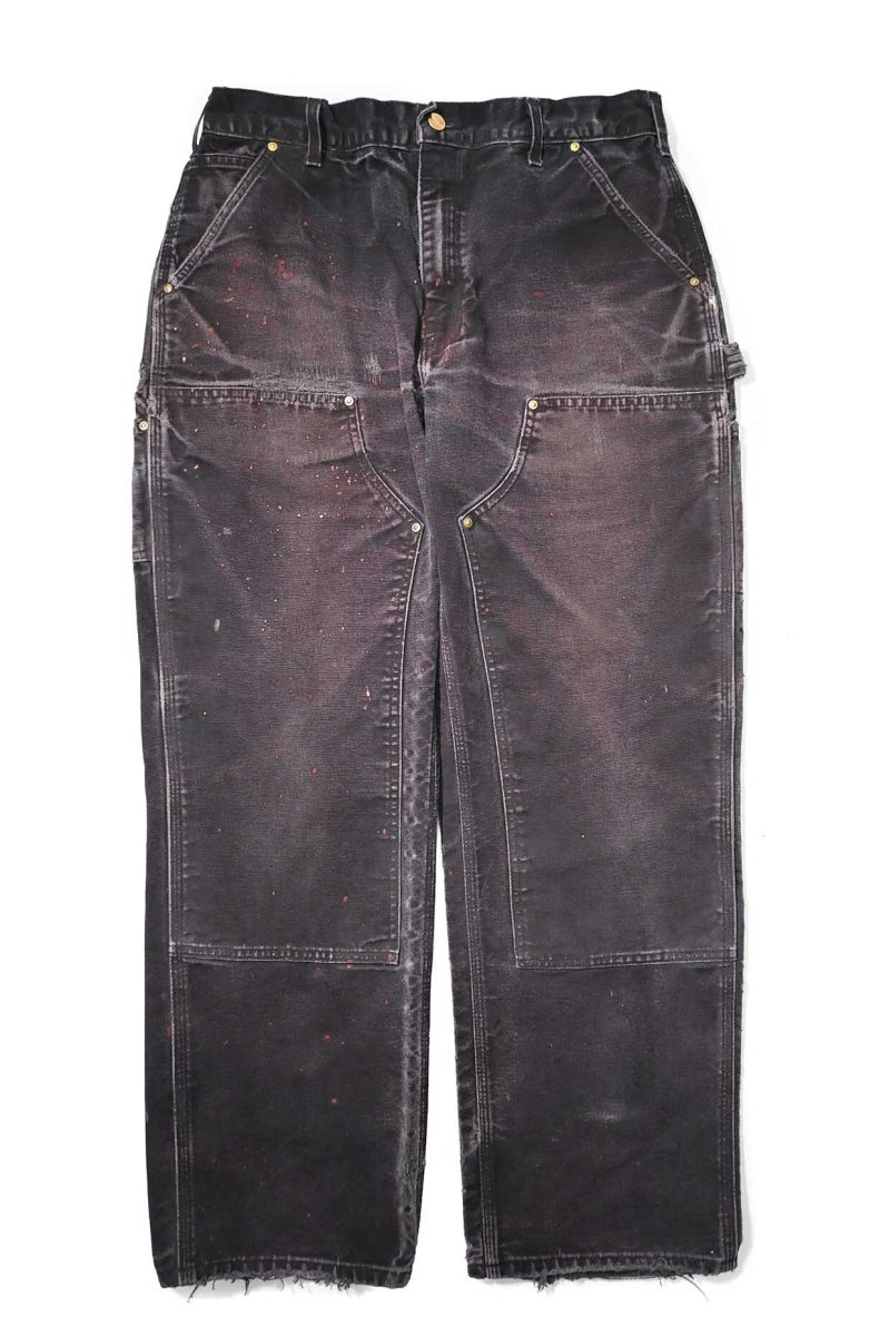 画像1: 19' Used Carhartt Duck Double Knee Carpenter Pants Black made in USA カーハート (1)