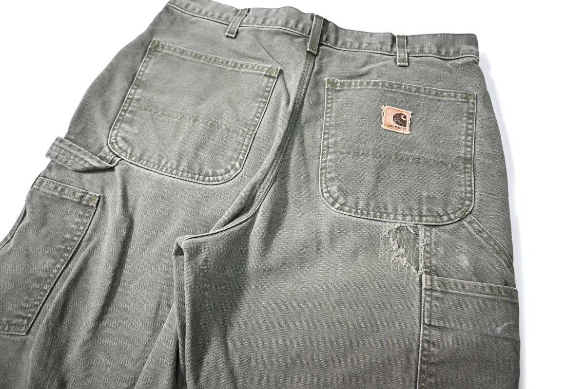 画像5: 05' Used Carhartt Duck Carpenter Pants Moss カーハート (5)