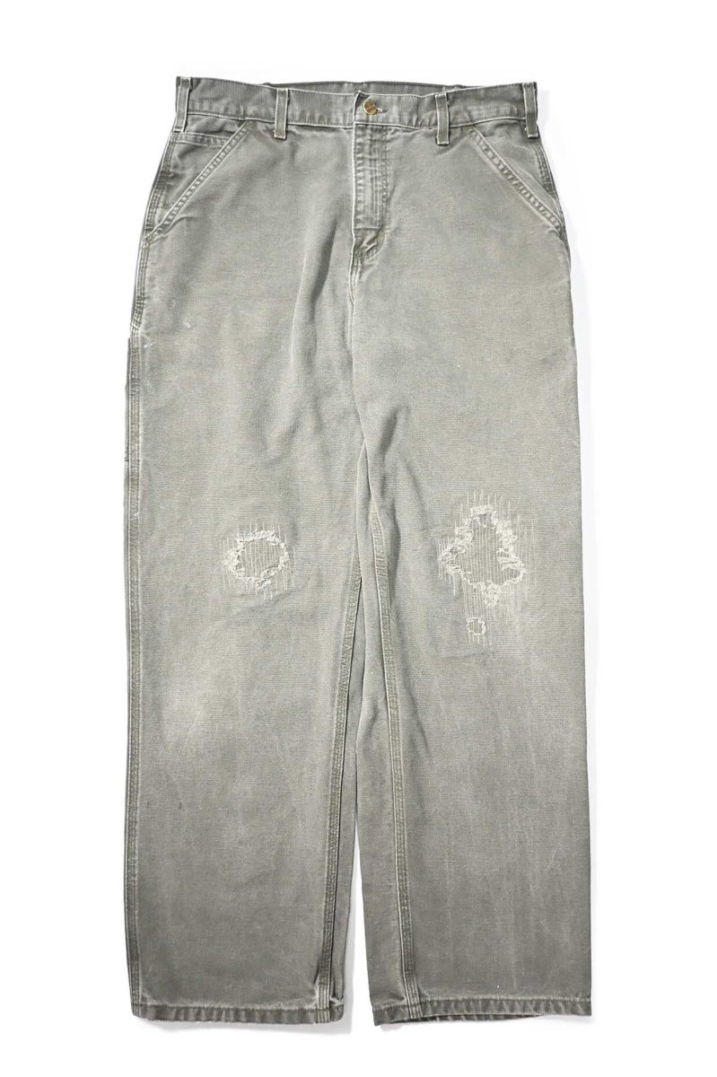 画像1: 05' Used Carhartt Duck Carpenter Pants Moss カーハート (1)