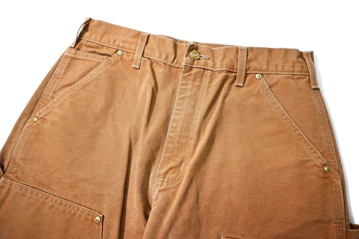 画像2: 16' Used Carhartt Duck Double Knee Carpenter Pants Brown made in USA カーハート (2)
