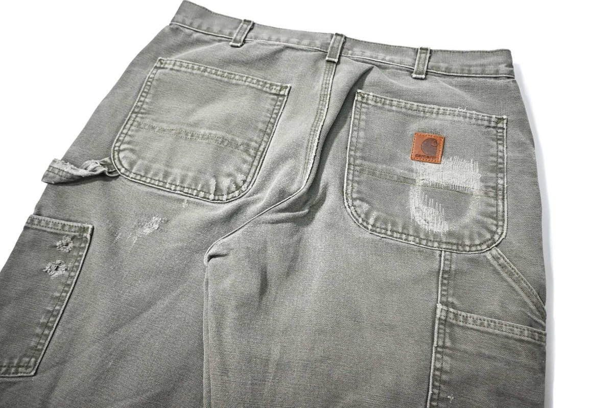 画像5: 19' Used Carhartt Duck Carpenter Pants Moss カーハート (5)