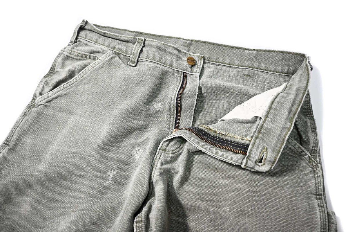 画像6: 19' Used Carhartt Duck Carpenter Pants Moss カーハート (6)