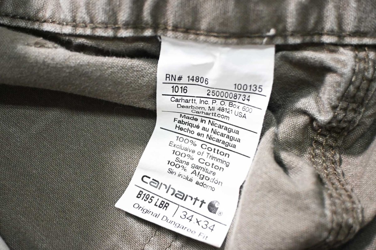 画像7: 16' Used Carhartt B195 Double Knee Canvas Utility Work Pants Light Brown カーハート (7)