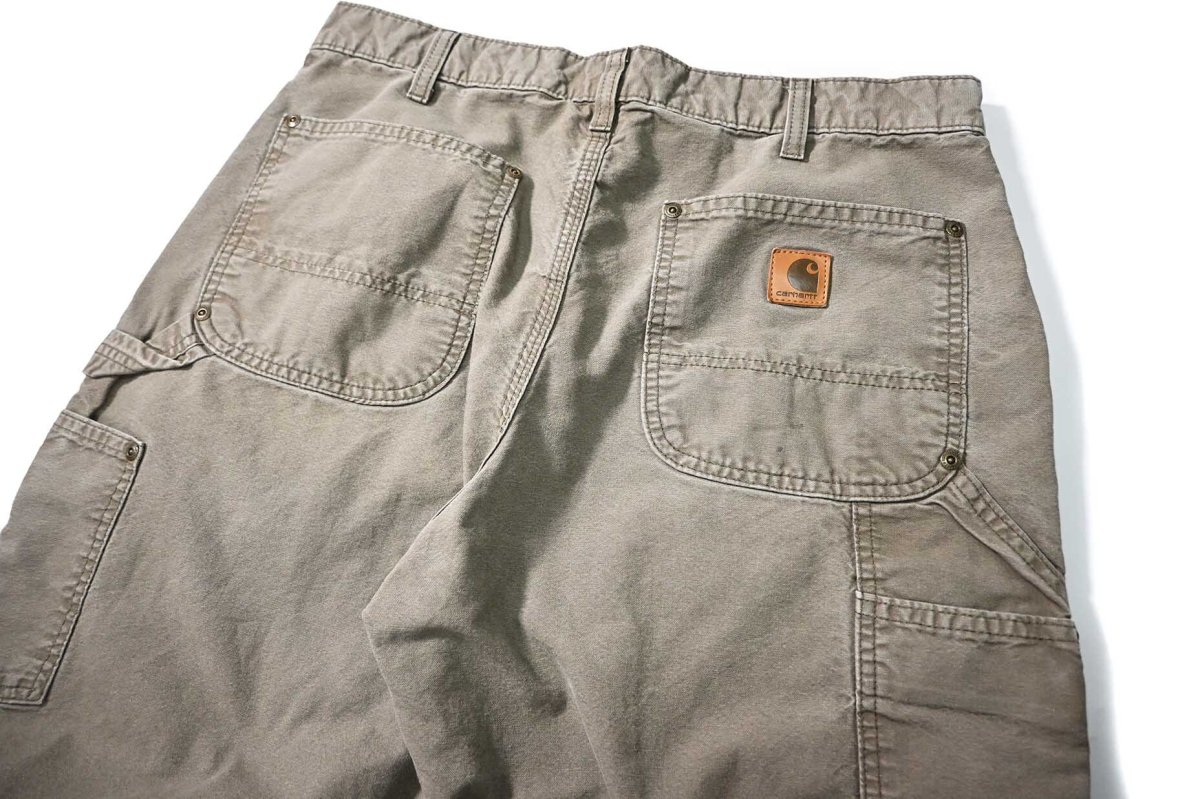 画像5: 16' Used Carhartt B195 Double Knee Canvas Utility Work Pants Light Brown カーハート (5)