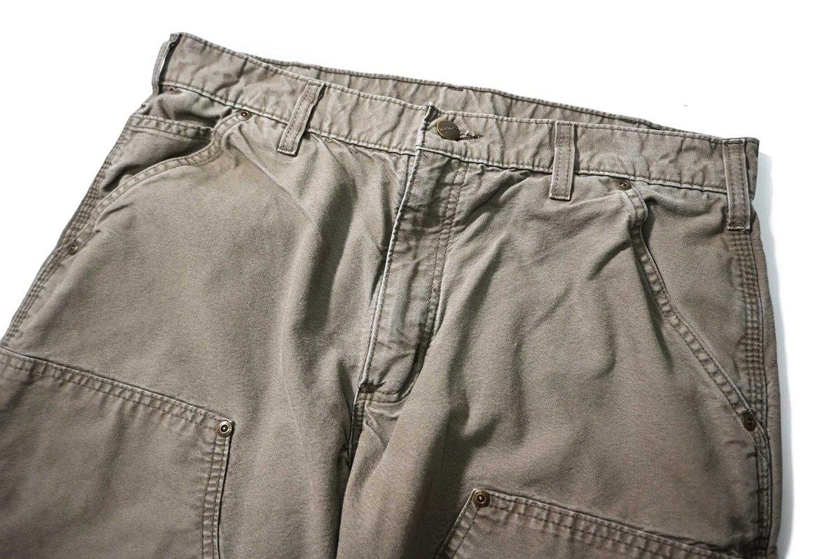 画像2: 16' Used Carhartt B195 Double Knee Canvas Utility Work Pants Light Brown カーハート (2)