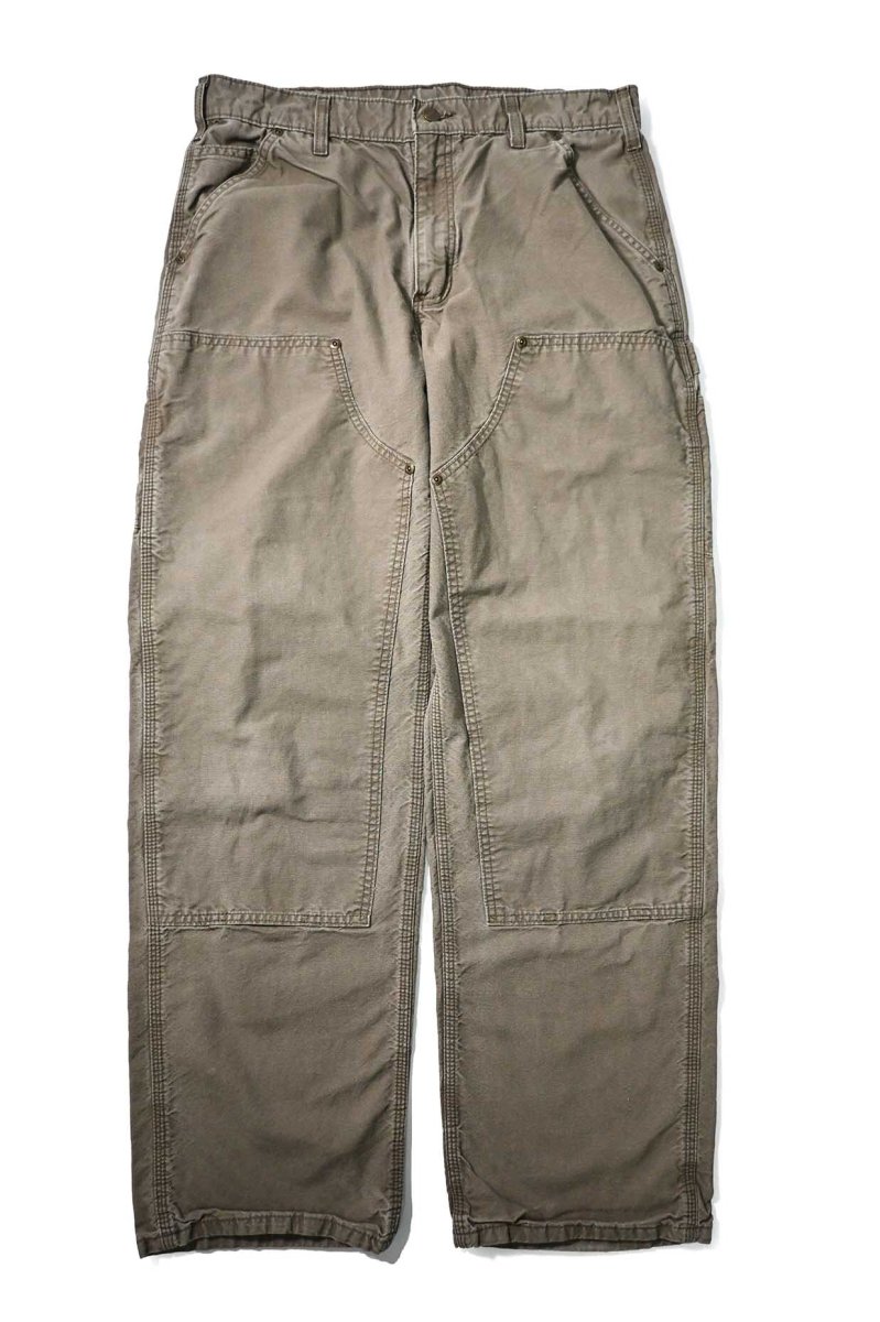 画像1: 16' Used Carhartt B195 Double Knee Canvas Utility Work Pants Light Brown カーハート (1)