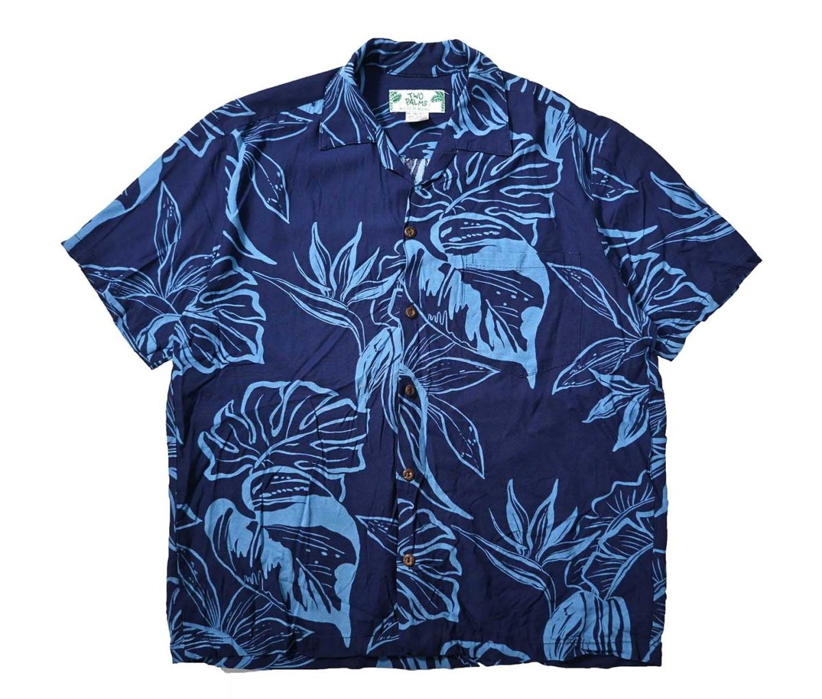 画像1: Used Two Palms Rayon Hawaiian Shirt made in Hawaii (1)