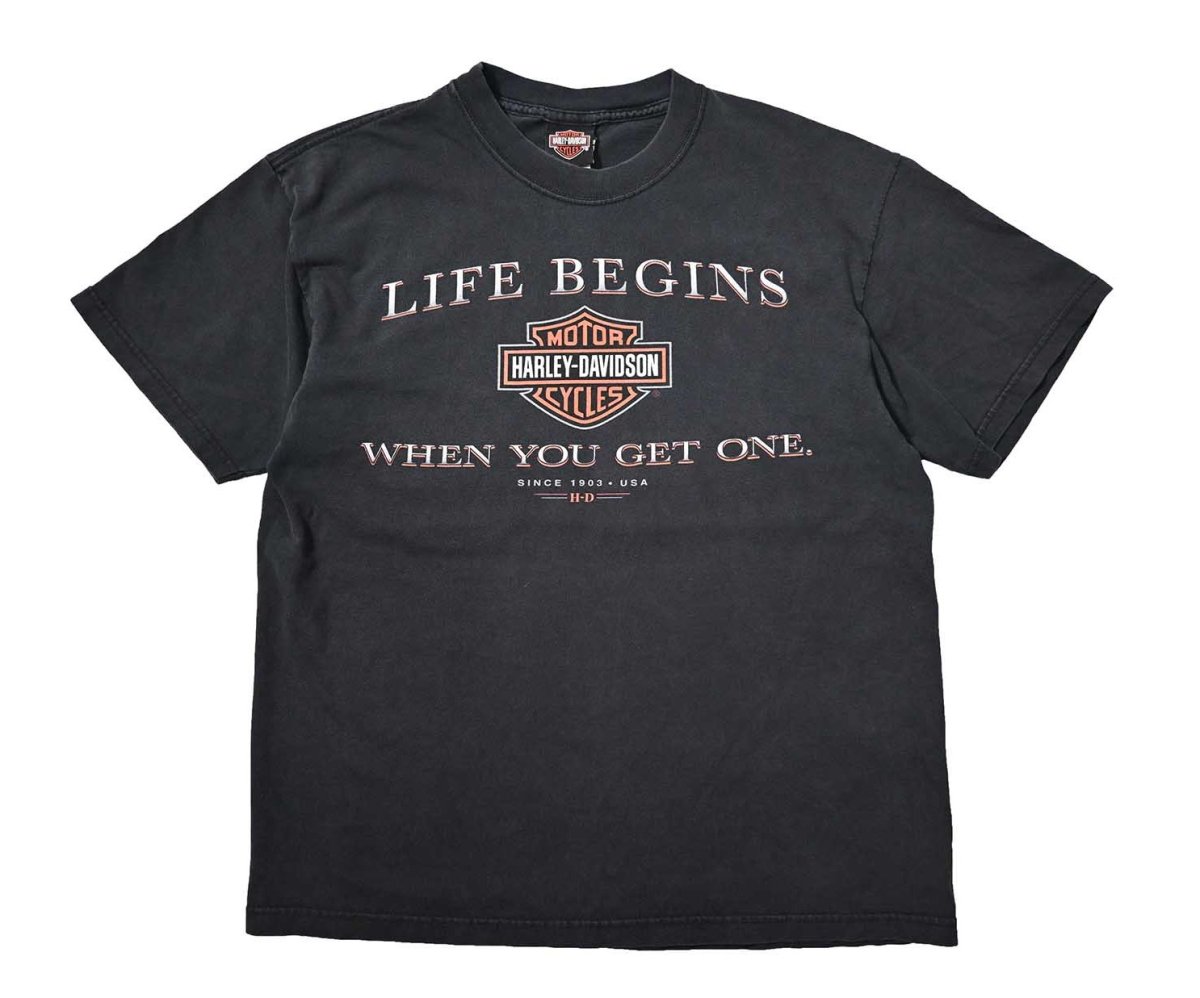 画像1: 00s Used Harley-Davidson Print Tee made in USA (1)