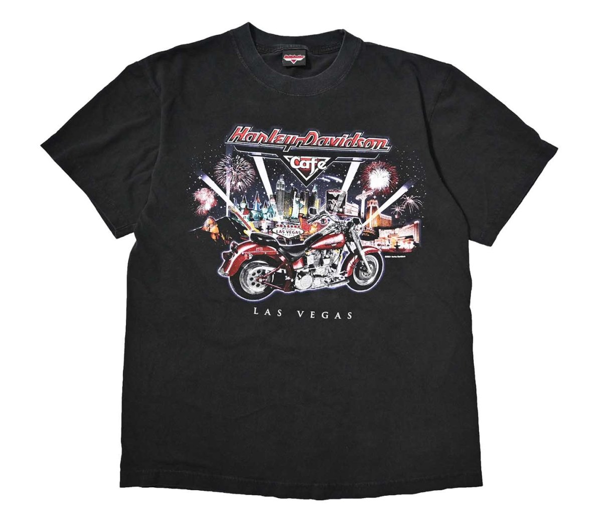 画像1: 00s Used Harley-Davidson Cafe Print Tee made in USA (1)