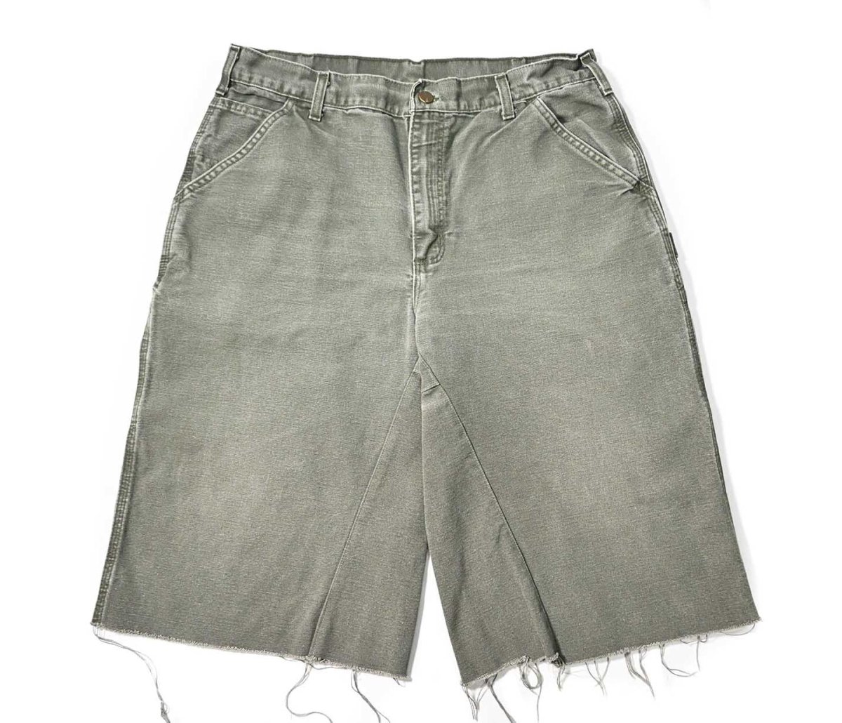 画像1: Used Carhartt Customized Duck Jorts Moss (1)