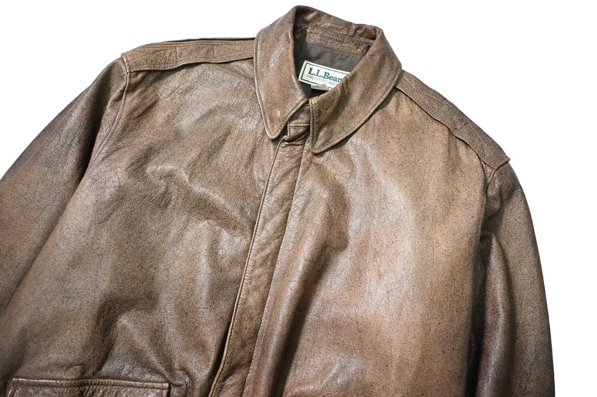 画像3: 80s Used L.L.Bean Type A-2 Leather Flight Jacket made in USA (3)