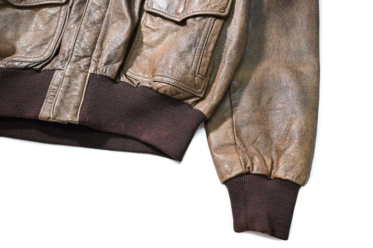 画像4: 80s Used L.L.Bean Type A-2 Leather Flight Jacket made in USA (4)