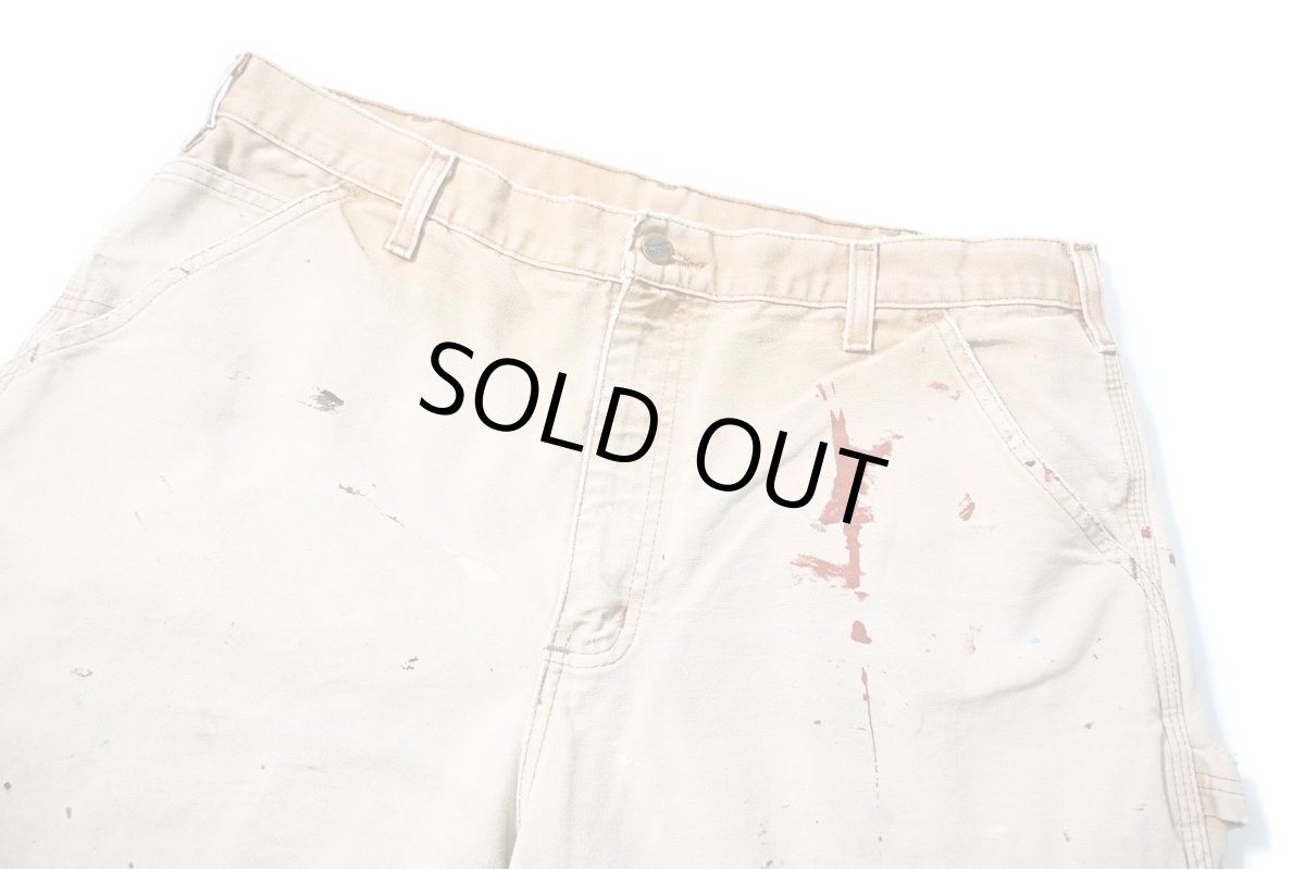 画像2: 07' Used Carhartt Painted Duck Work Shorts Brown (2)