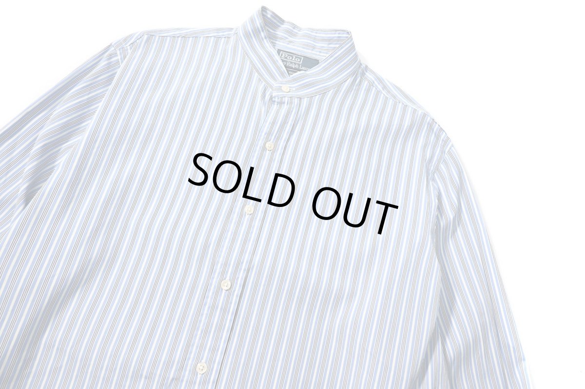 画像2: 90-00s Used Polo Ralph Lauren Stripe Band Collar Shirt "Regent" (2)