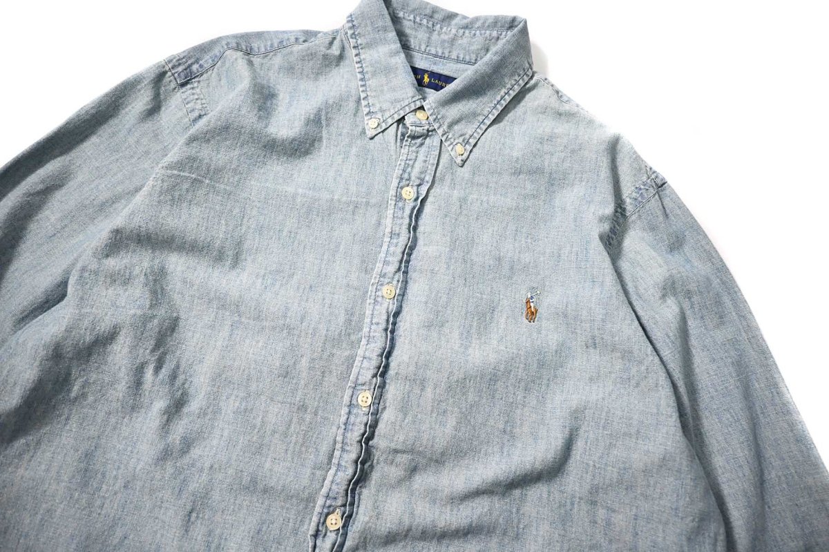 画像2: Used Ralph Lauren Chambray B/D Shirt (2)