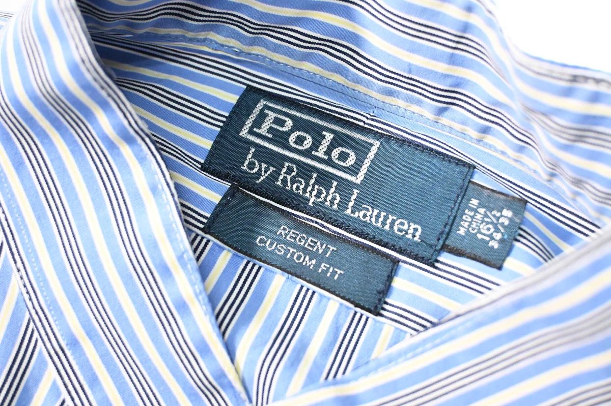 画像4: 90-00s Used Polo Ralph Lauren Stripe Band Collar Shirt "Regent" (4)