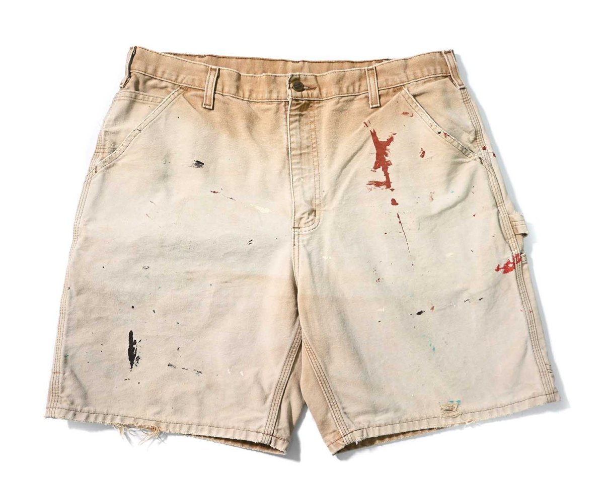 画像1: 07' Used Carhartt Painted Duck Work Shorts Brown (1)