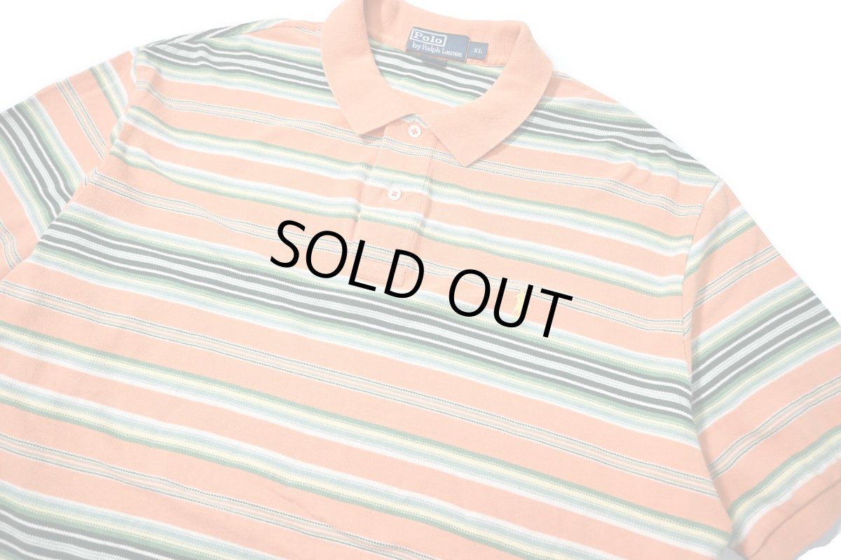 画像2: 90-00s Used Polo Ralph Lauren Border Polo Shirt (2)