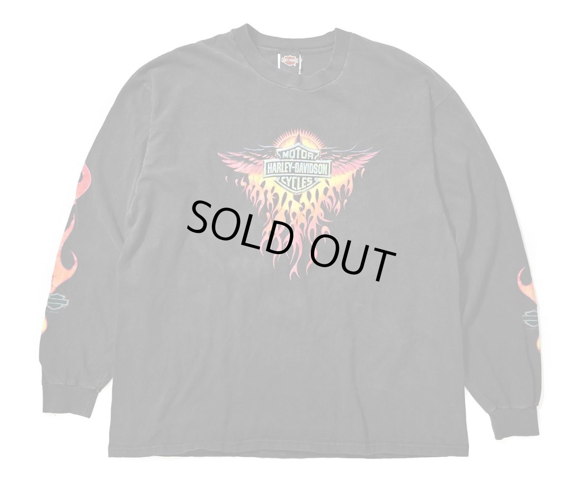 画像1: 90s Used Harley-Davidson L/S Print Tee (1)
