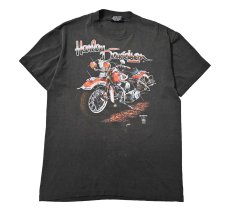 画像1: 80s Used Harley-Davidson Print Tee made in USA (1)