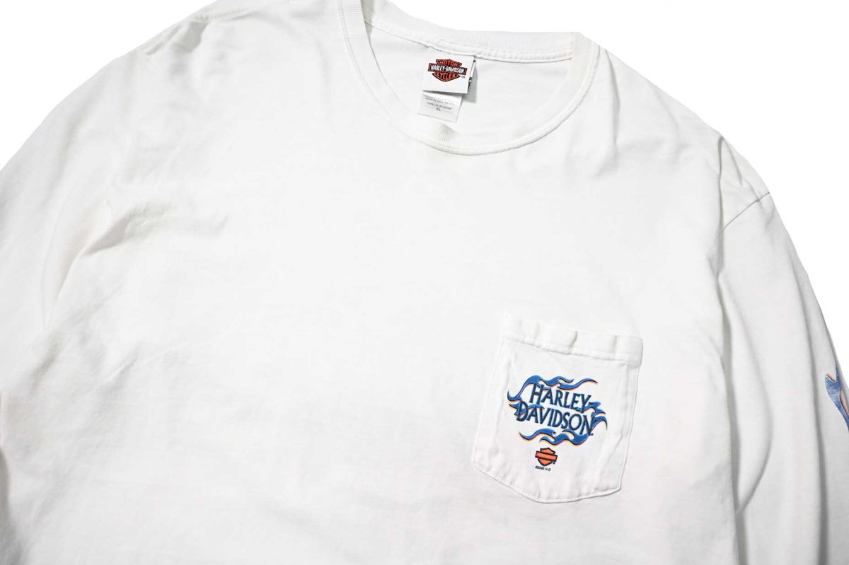 画像2: 00s Used Harley-Davidson L/S Print Pocket Tee made in USA (2)