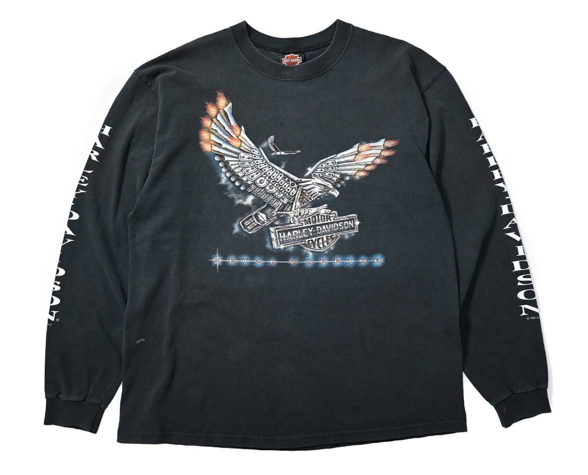 画像1: 90s Used Harley-Davidson L/S Print Tee made in USA (1)