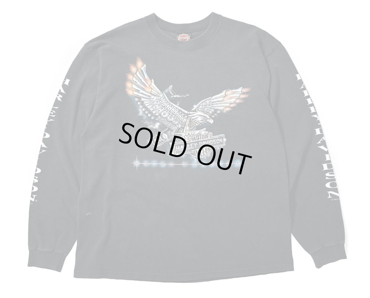 画像1: 90s Used Harley-Davidson L/S Print Tee made in USA (1)