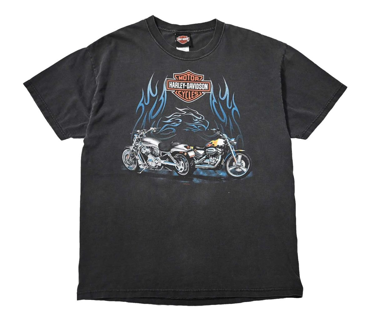 画像1: 00s Used Harley-Davidson Print Tee (1)