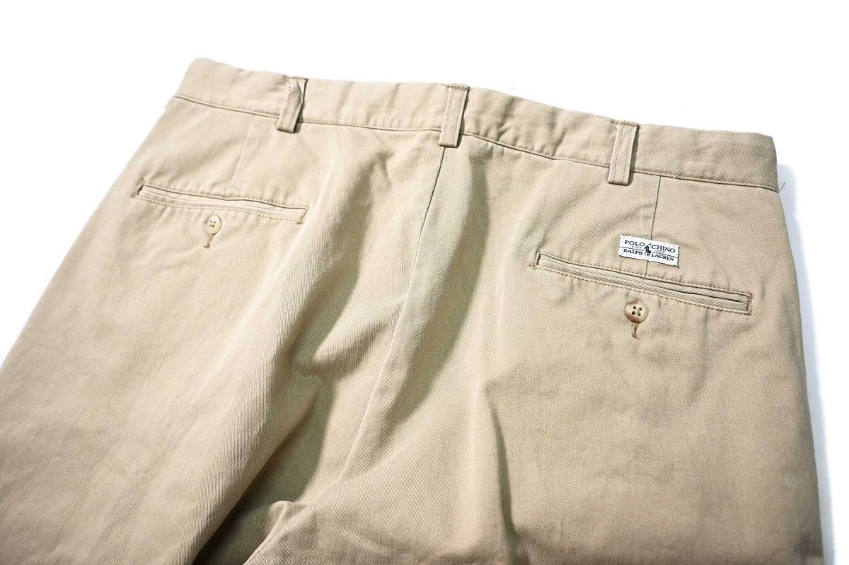 画像4: 90-00s Used Polo Ralph Lauren Pleated Chino Trouser Khaki ラルフローレン (4)