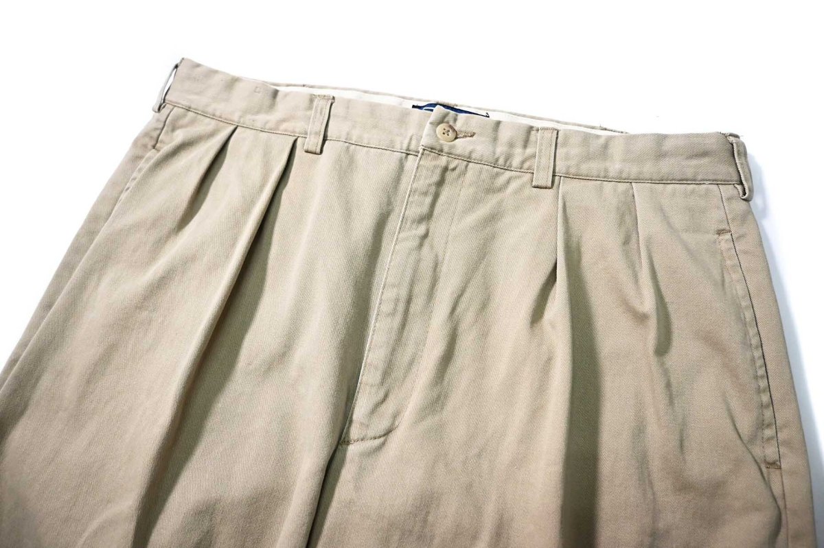 画像2: 90-00s Used Polo Ralph Lauren Pleated Chino Trouser Khaki ラルフローレン (2)