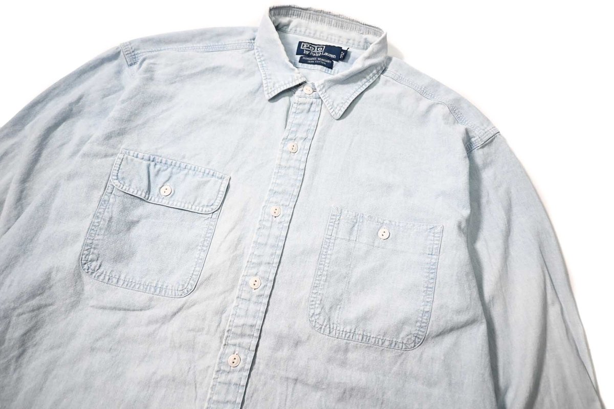画像2: 90-00s Used Polo Ralph Lauren Dungaree Work Shirt (2)