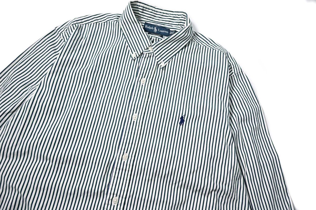 画像2: 90-00s Used Ralph Lauren Stripe B/D Shirt (2)