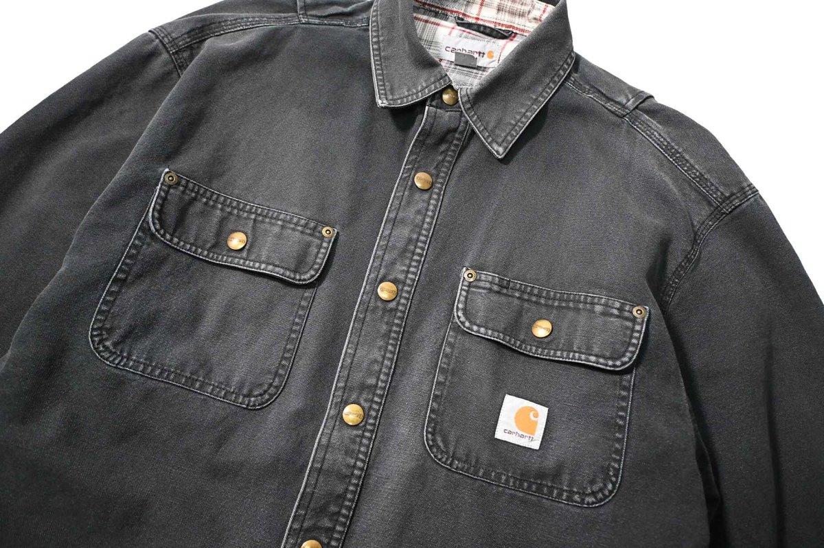画像3: Used Carhartt Weathered Canvas Shirt Jacket (3)