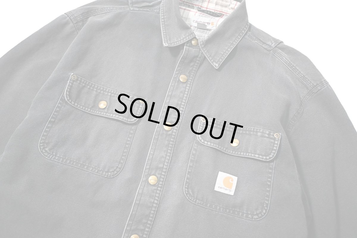 画像3: Used Carhartt Weathered Canvas Shirt Jacket (3)