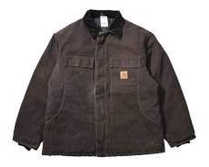 画像1: 09' Used Carhartt Quilt Lined Traditional Coat Dark Brown (1)