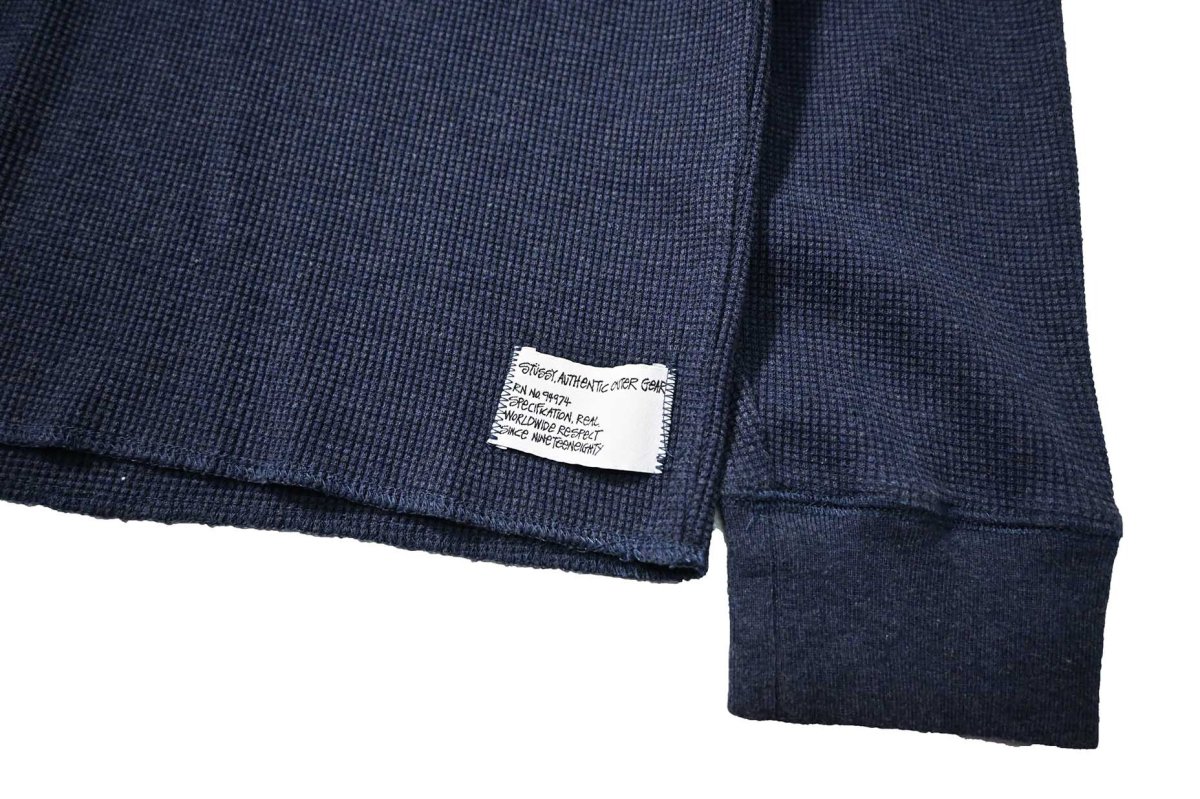 画像3: Used Stussy L/S Thermal Hoodie Navy (3)