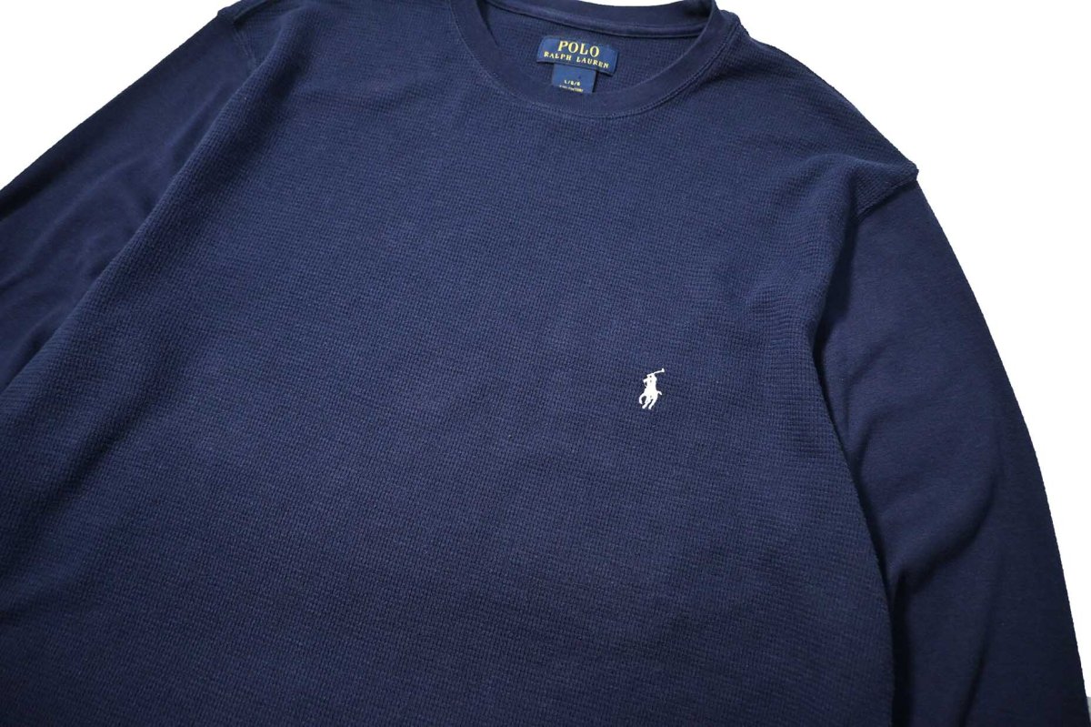 画像2: Used Polo Ralph Lauren L/S Thermal Navy (2)