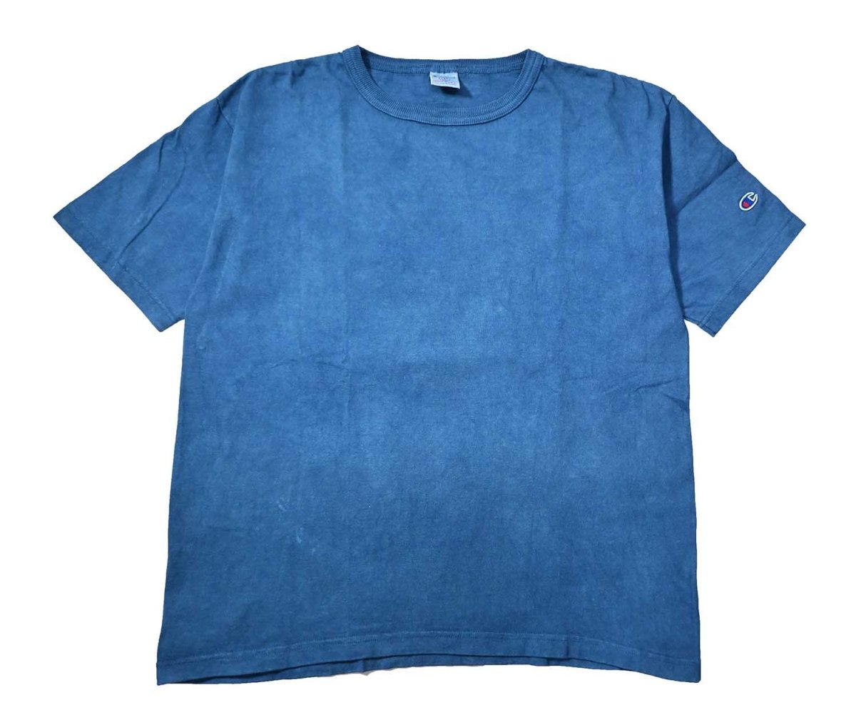 画像1: Deadstock Champion × ART MORIYA T1011 Heavy Weight S/S Blank T-Shirt Indigo Dye (1)