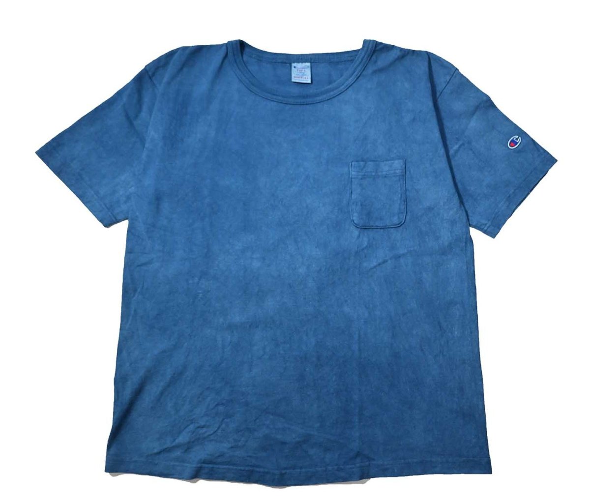 画像1: Deadstock Champion × ART MORIYA T1011 Heavy Weight S/S Blank Pocket T-Shirt Indigo Dye (1)