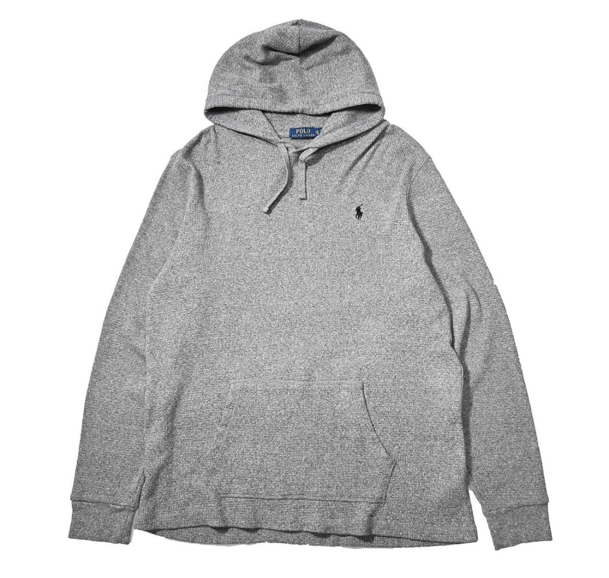 画像1: Used Polo Ralph Lauren L/S Thermal Hoodie Grey (1)