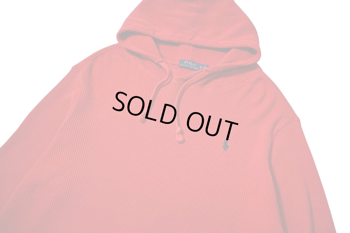 画像2: Used Polo Ralph Lauren L/S Thermal Hoodie Red (2)